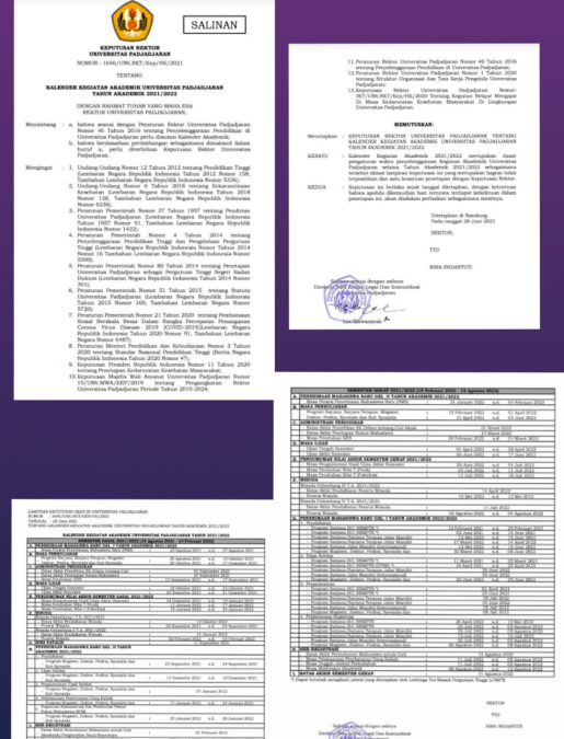 Kalender Kegiatan Akademik Universitas Padjadjaran Tahun Akademik 2021/2022