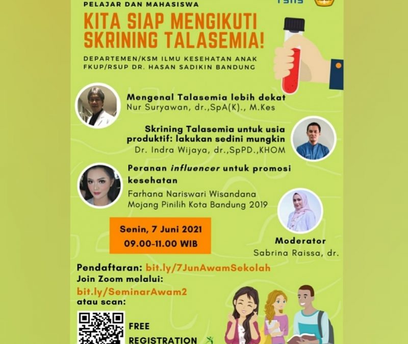 Kita Siap Mengikuti Talasemia 2021 KSM / Departemen Kesehatan Anak – RSHS Bandung