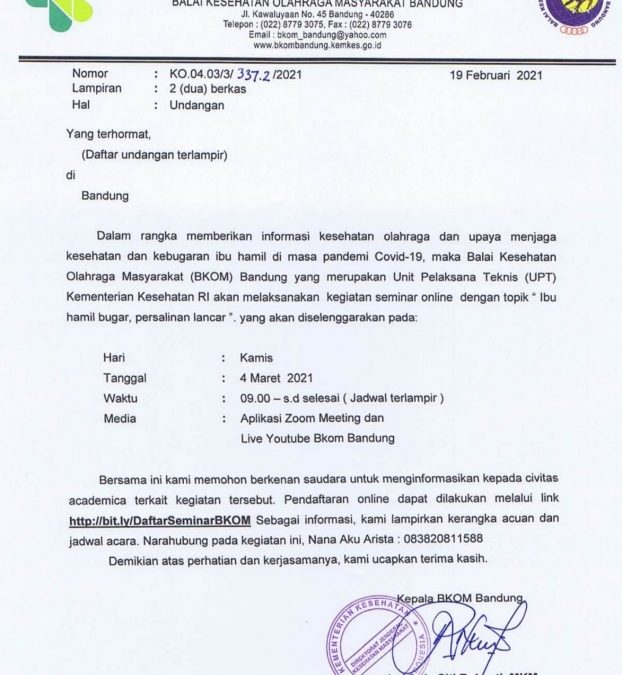 Undangan Balai Kesehatan Olahraga Masyarakat (BKOM) Departemen Kesehatan RI