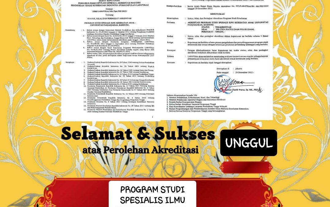 PERINGKAT UNGGUL PRODI SPESIALIS ILMU KESEHATAN ANAK FK UNPAD