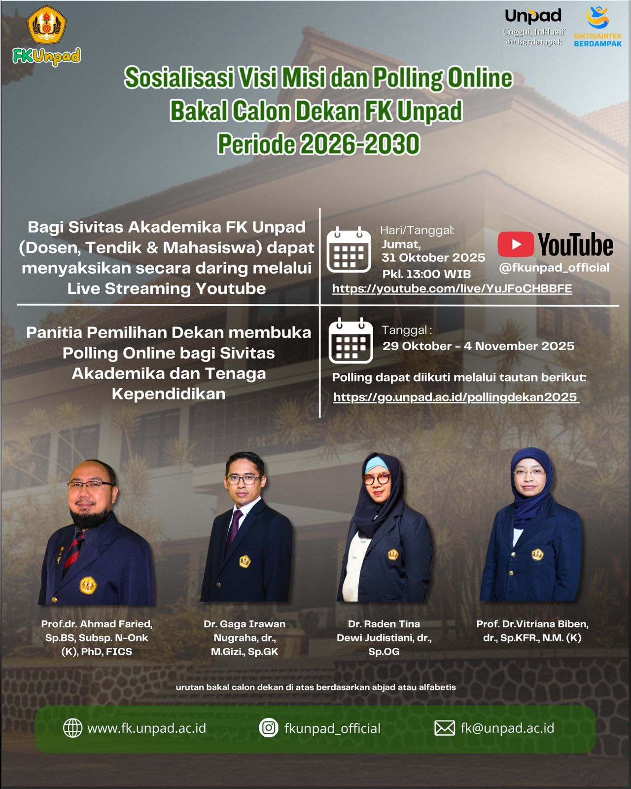 Sosialisasi dan Jajak Pendapat Bakal Calon Dekan FK Unpad Periode 2026–2030 Sosialisasi dan Jajak Pendapat Bakal Calon Dekan FK Unpad Periode 2026–2030