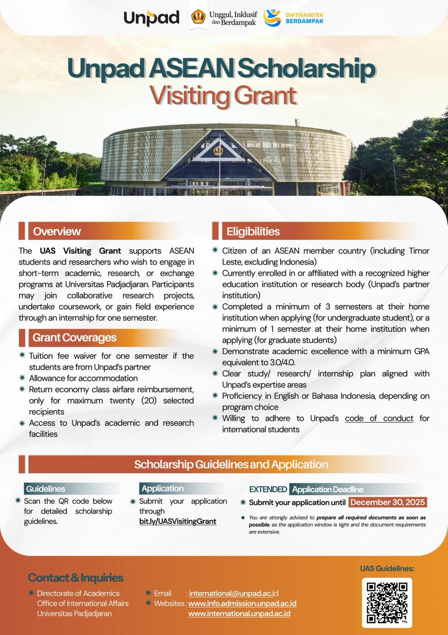 Program Pendanaan Internasional Unpad 2025: UAS, GLOW, dan Visiting Grant Resmi Dibuka