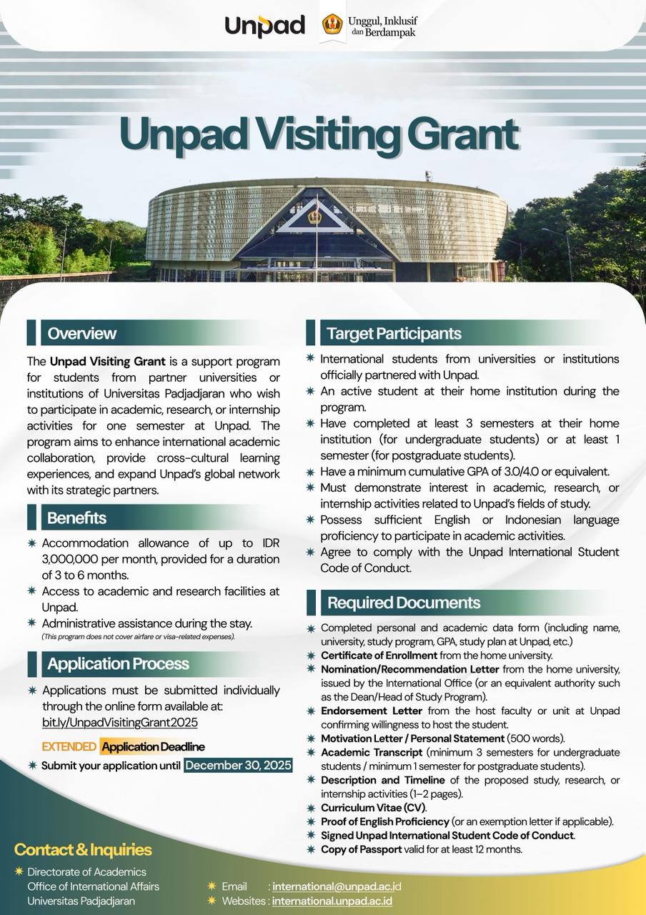 Unpad ASEAN Scholarship Visiting Grant 2