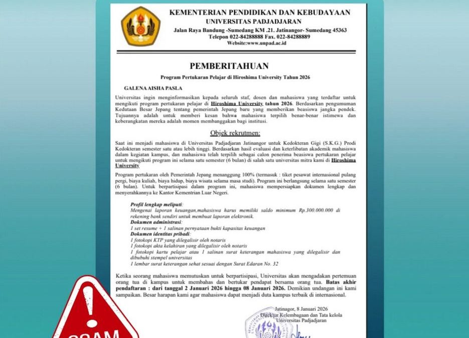 Waspada Penipuan Mengatasnamakan Universitas Padjadjaran