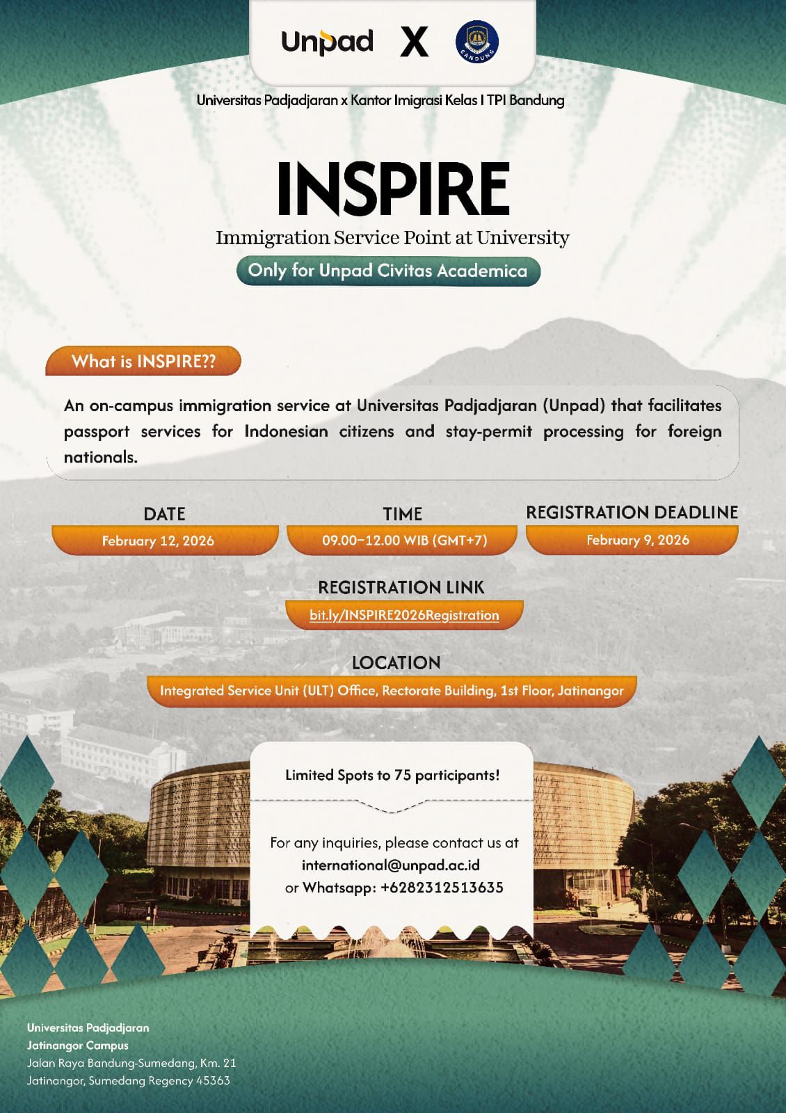 INSPIRE Immigration Service Point at University Unpad