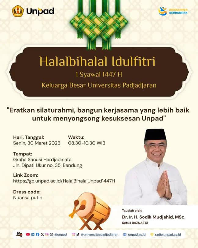 Halalbihalal Idulfitri 1447 H Keluarga Besar Universitas Padjadjaran FK Unpad Ajak Sivitas Akademika Hadiri Halalbihalal Idulfitri 1447 H Universitas Padjadjaran