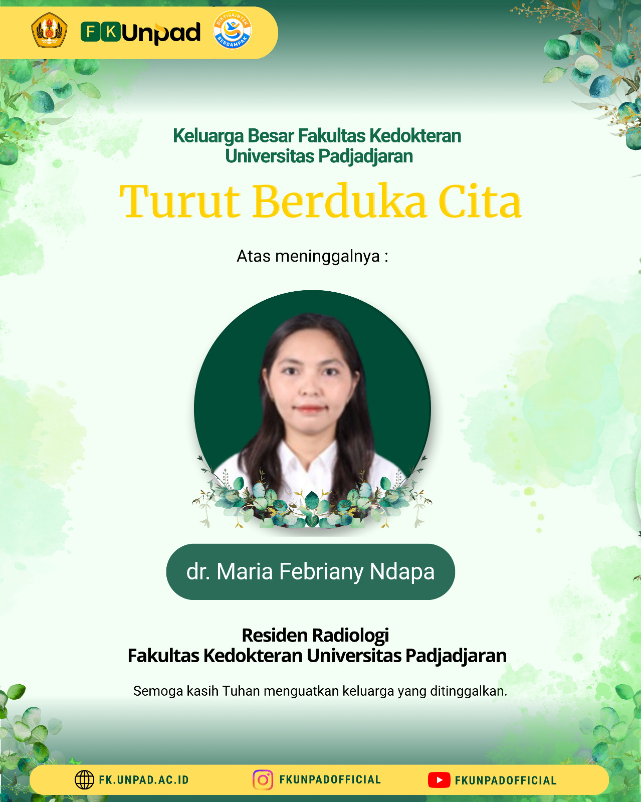Duka Cita FK Unpad dr Maria Febriany Ndapa