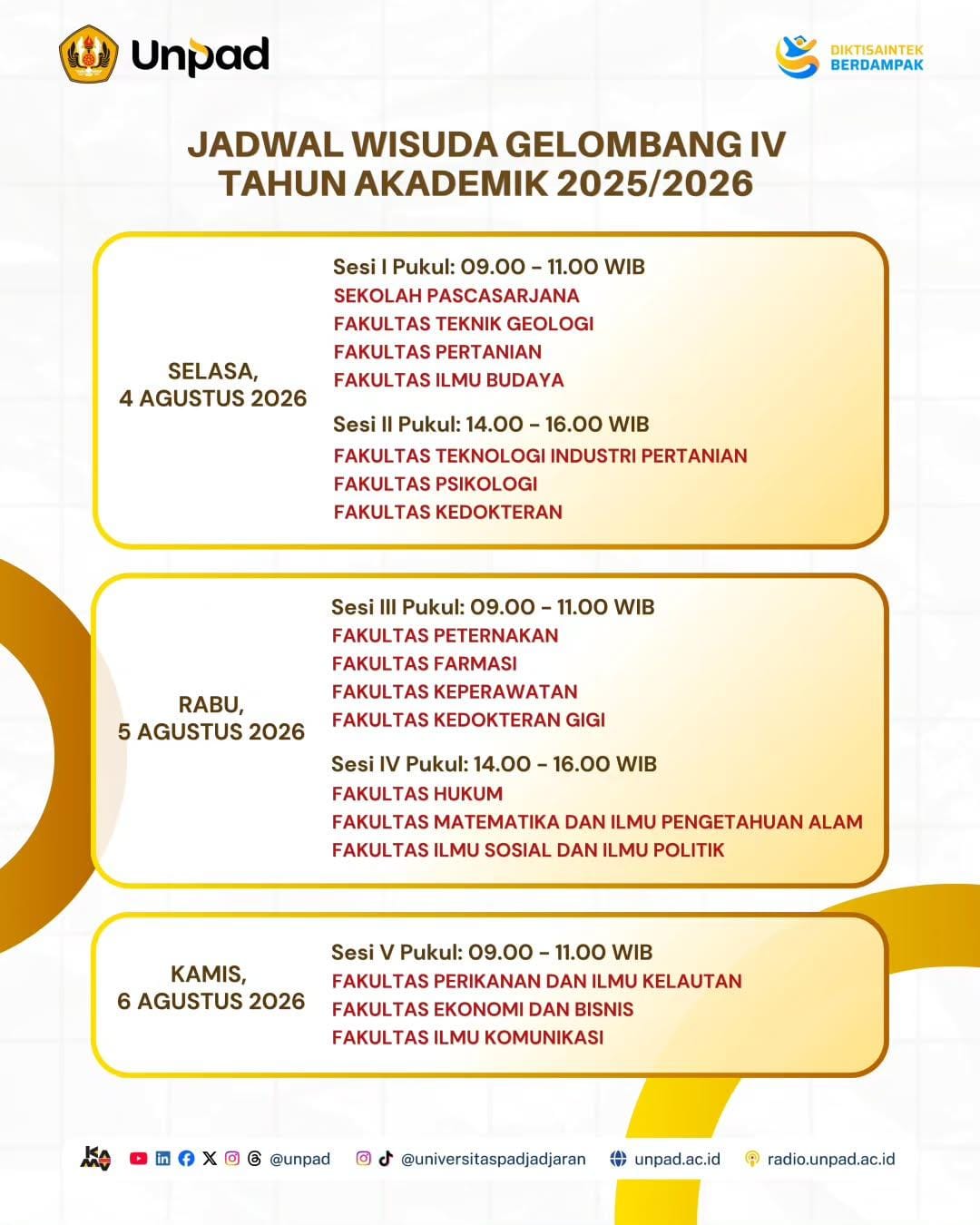Poster Jadwal Wisuda Gelombang IV Universitas Padjadjaran Tahun Akademik 20252026 1