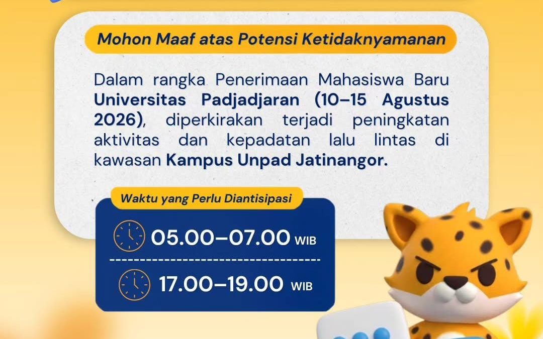 Penerimaan Mahasiswa Baru Unpad 2026, Warga Jatinangor Diimbau Antisipasi Kepadatan Lalu Lintas