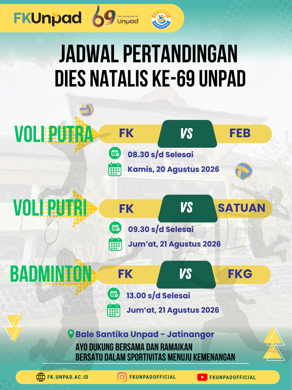 Jadwal pertandingan FK Unpad Dies Natalis ke-69 Unpad 2026 Jadwal pertandingan FK Unpad Dies Natalis ke-69 Unpad 2026
