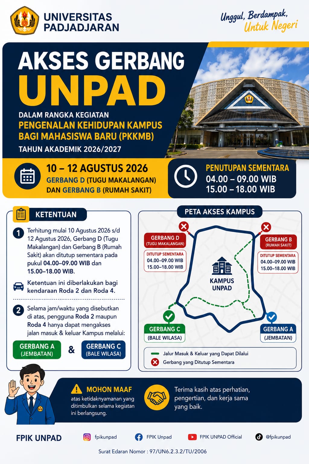 Surat edaran rekayasa akses jalan PKKMB 2026 Universitas Padjadjaran
