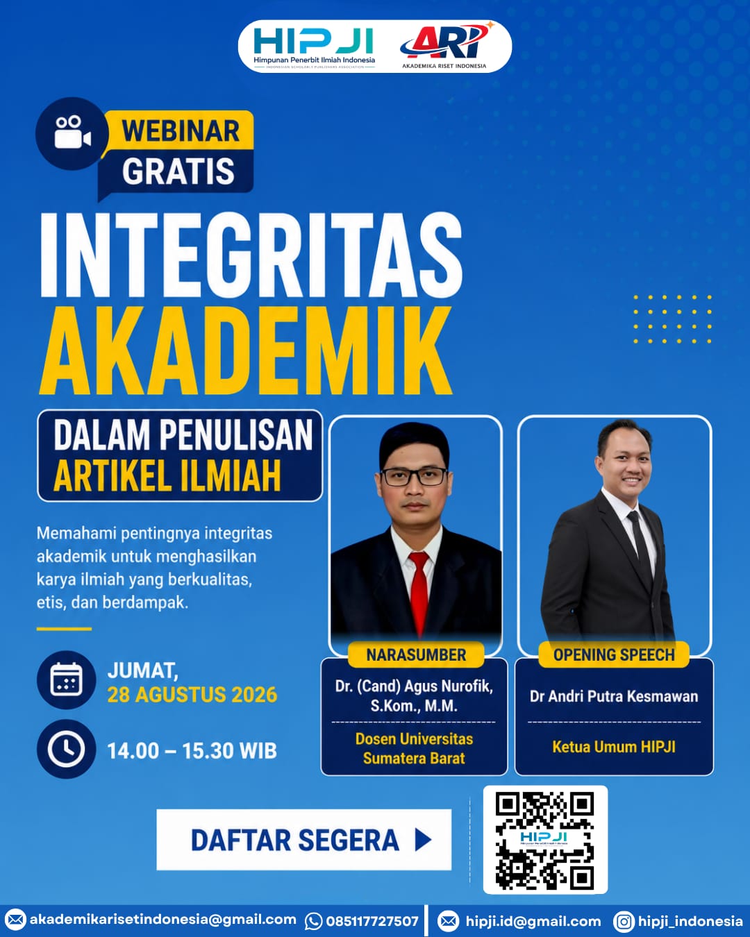 Webinar Integritas Akademik dalam Penulisan Artikel Ilmiah HIPJI