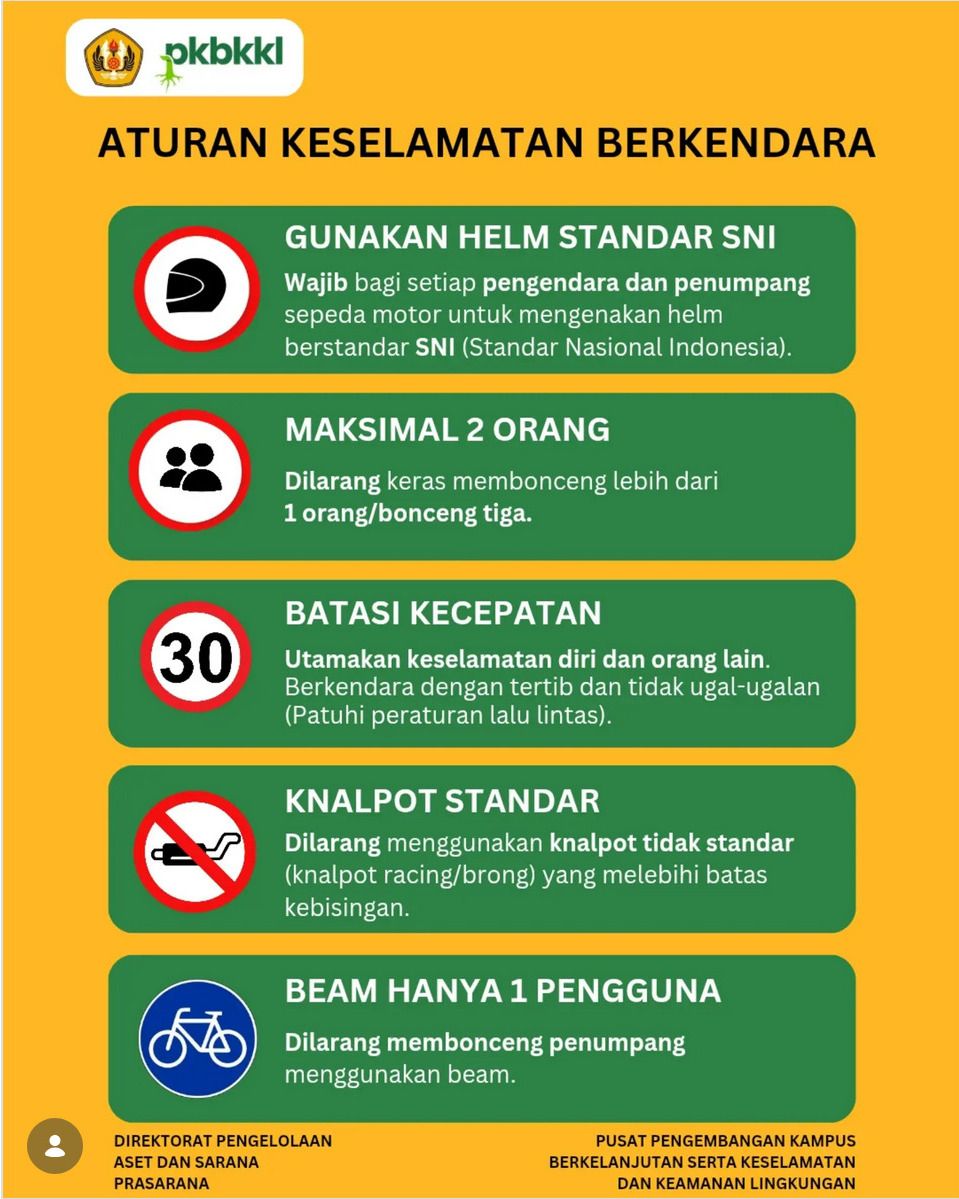 Aturan Keselamatan Berkendara Unpad Aturan keselamatan berkendara di lingkungan Universitas Padjadjaran