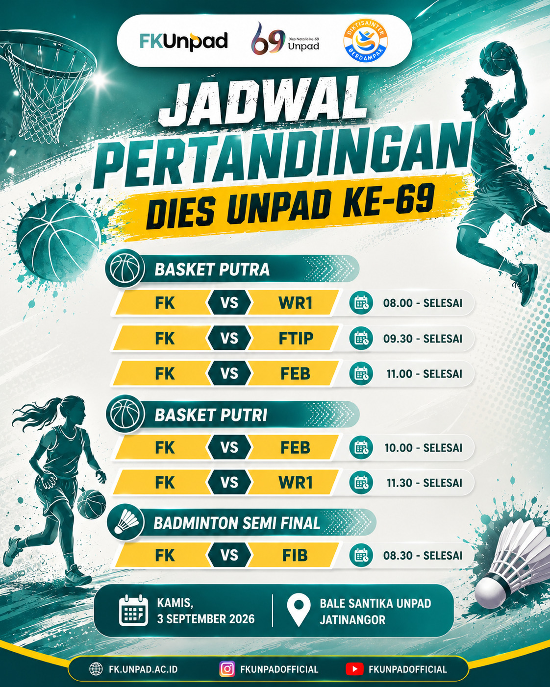 Jadwal pertandingan FK Unpad Dies Natalis ke-69 Unpad