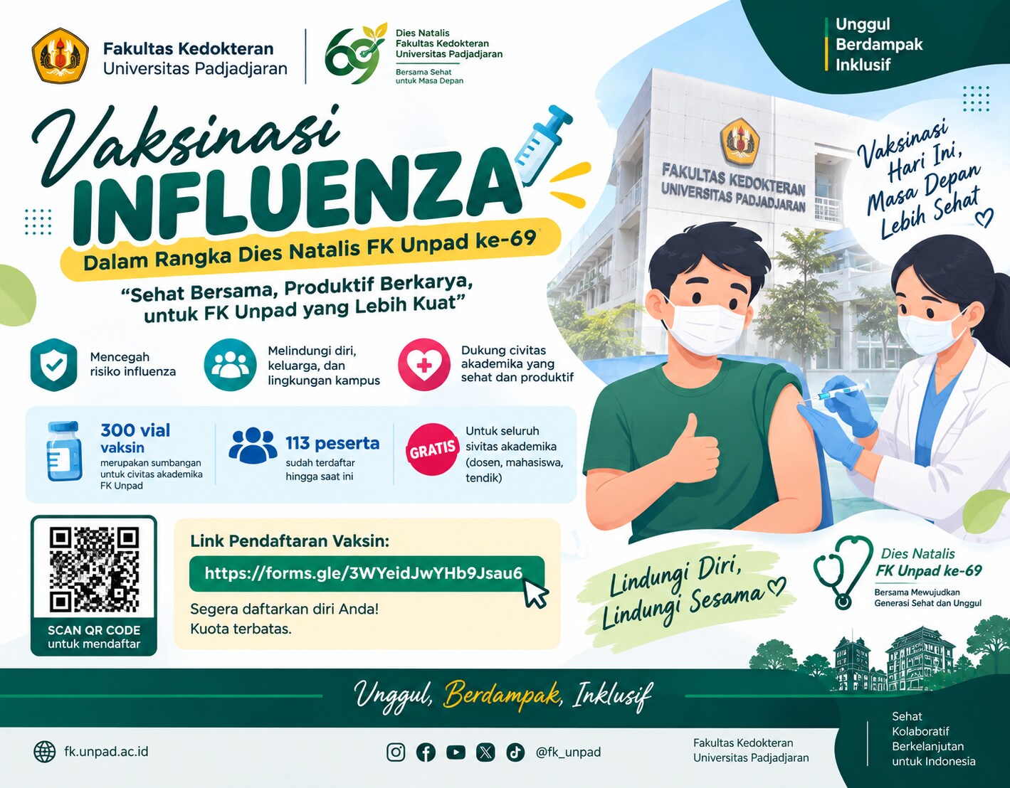Vaksin influenza gratis FK Unpad dalam rangka Dies Natalis ke-69