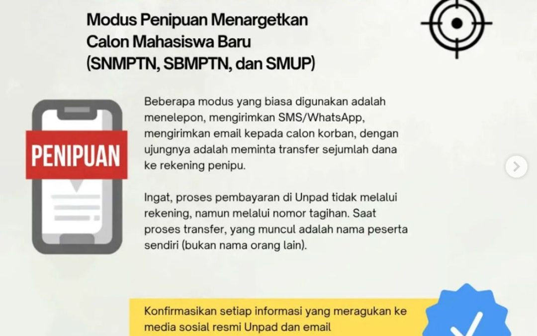 Waspada Penipuan Mengatasnamakan Unpad, Calon Mahasiswa Baru Diminta Lebih Teliti